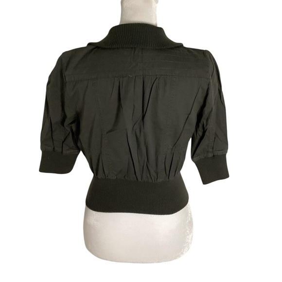 Ashley By 26 International Small Dark Green 1/2 Sleeve Cropped Utility Jacket - Picture 6 of 8